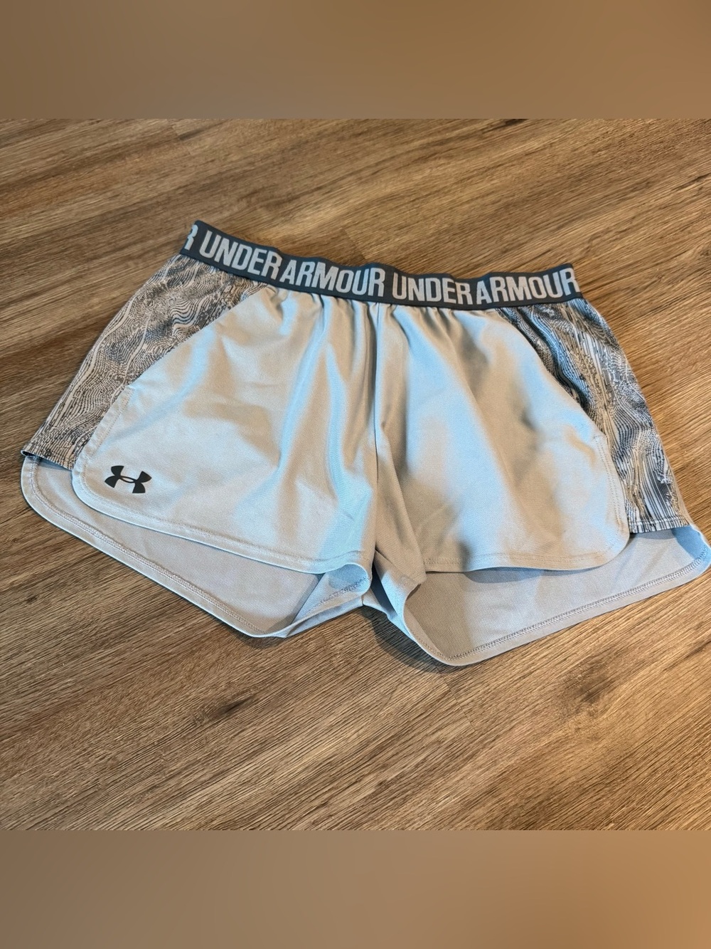 Under Armour Light Gray Athletic Shorts with Patterned Side Panels